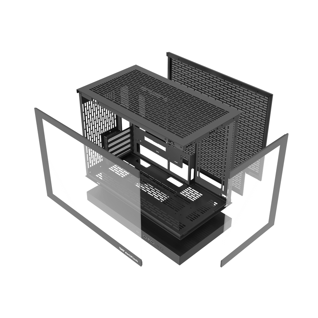 DARKFLASH FLOATRON F1 M-ATX PC Case - Black  (WITH 6 ARGB FAN) | علبة كمبيوتر DARKFLASH FLOATRON F1 M-ATX - سوداء (مع 6 مراوح ARGB)