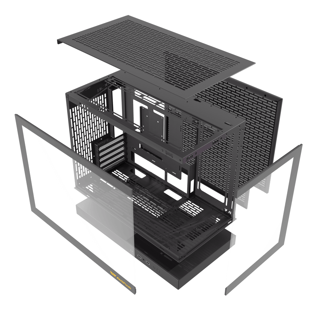 DARKFLASH FLOATRON F1 M-ATX PC Case - Black  (WITH 6 ARGB FAN) | علبة كمبيوتر DARKFLASH FLOATRON F1 M-ATX - سوداء (مع 6 مراوح ARGB)
