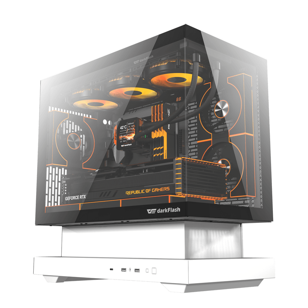 DARKFLASH FLOATRON F1 M-ATX PC Case - White (WITH 6 ARGB FAN) | علبة كمبيوتر DARKFLASH FLOATRON F1 M-ATX - بيضاء (مع 6 مراوح ARGB)