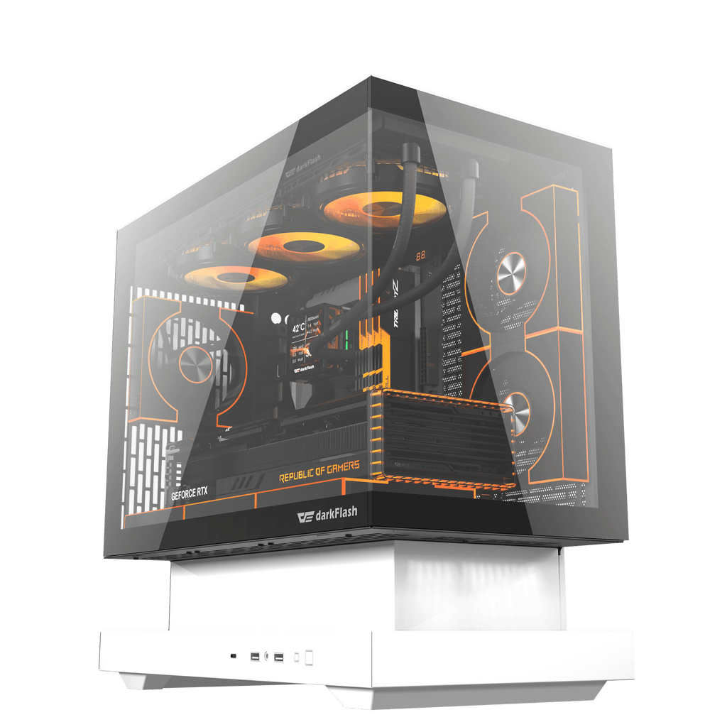 DARKFLASH FLOATRON F1 M-ATX PC Case - White (WITH 6 ARGB FAN) | علبة كمبيوتر DARKFLASH FLOATRON F1 M-ATX - بيضاء (مع 6 مراوح ARGB)