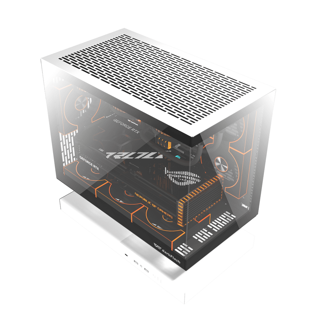 DARKFLASH FLOATRON F1 M-ATX PC Case - White (WITH 6 ARGB FAN) | علبة كمبيوتر DARKFLASH FLOATRON F1 M-ATX - بيضاء (مع 6 مراوح ARGB)