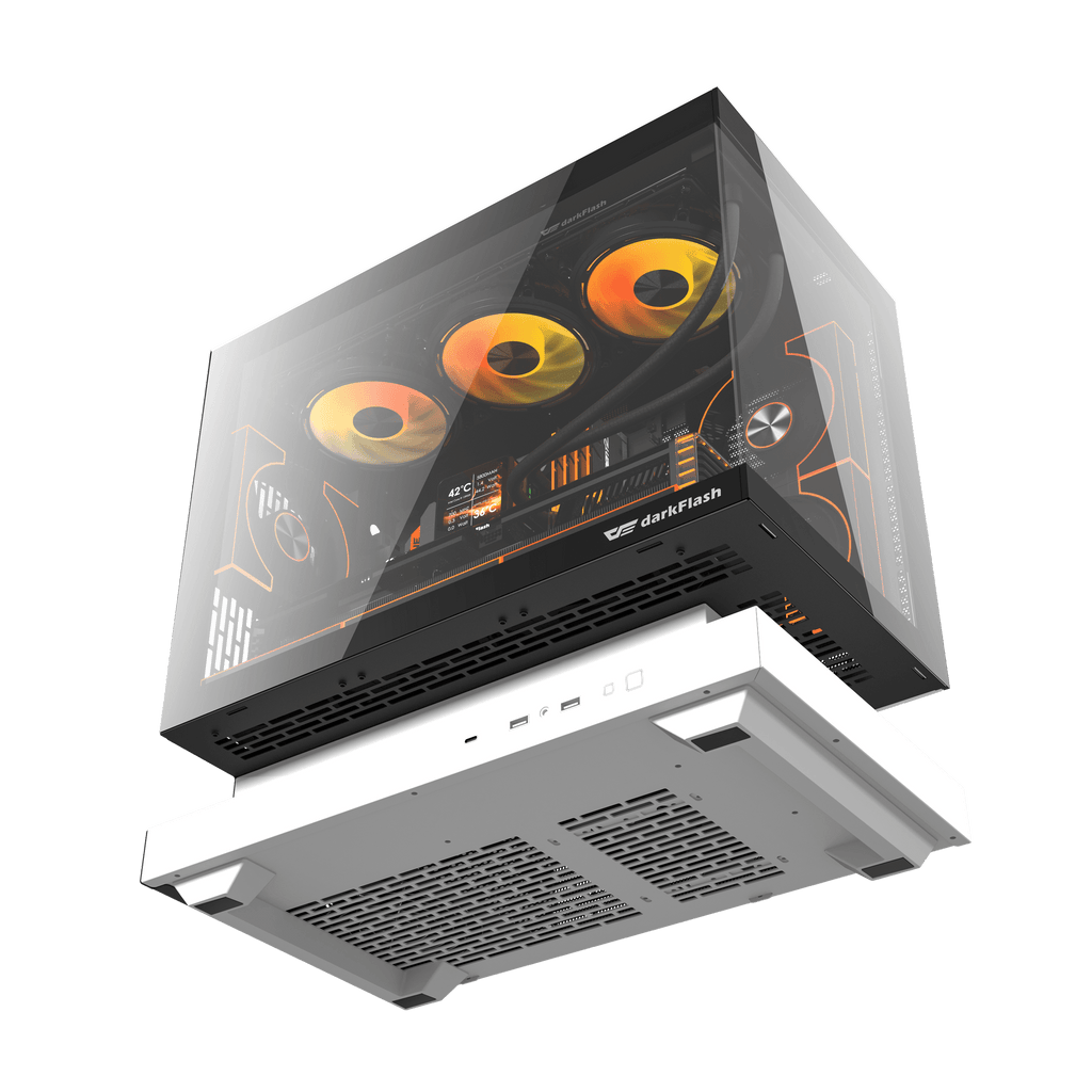 DARKFLASH FLOATRON F1 M-ATX PC Case - White (WITH 6 ARGB FAN) | علبة كمبيوتر DARKFLASH FLOATRON F1 M-ATX - بيضاء (مع 6 مراوح ARGB)