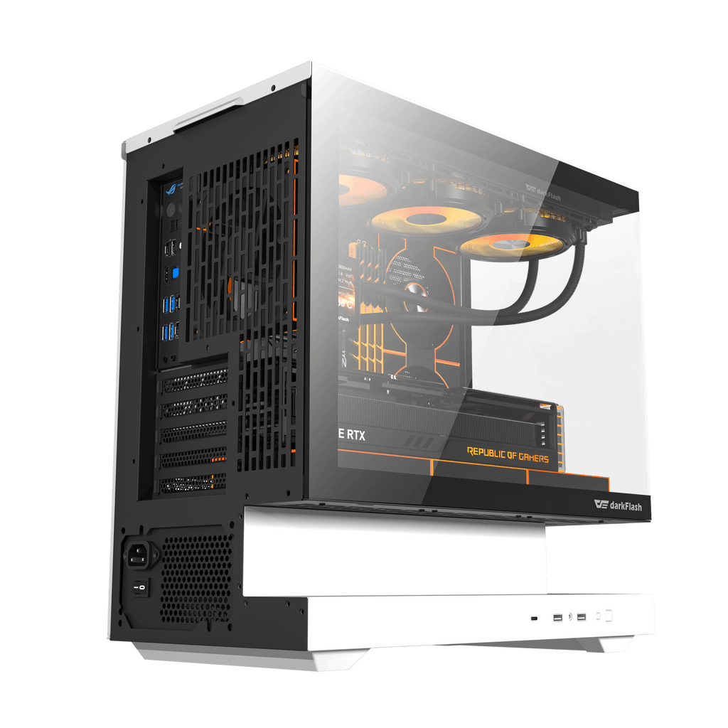 DARKFLASH FLOATRON F1 M-ATX PC Case - White (WITH 6 ARGB FAN) | علبة كمبيوتر DARKFLASH FLOATRON F1 M-ATX - بيضاء (مع 6 مراوح ARGB)