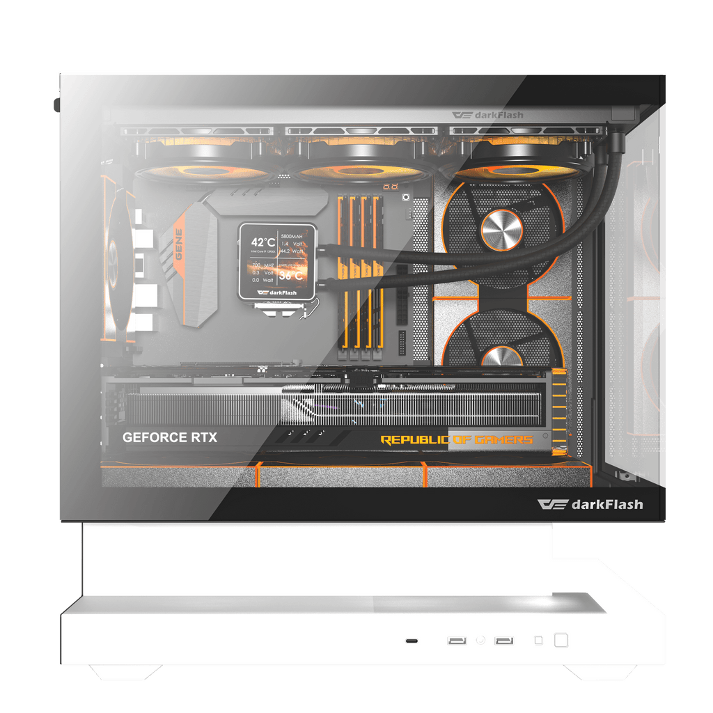 DARKFLASH FLOATRON F1 M-ATX PC Case - White (WITH 6 ARGB FAN) | علبة كمبيوتر DARKFLASH FLOATRON F1 M-ATX - بيضاء (مع 6 مراوح ARGB)