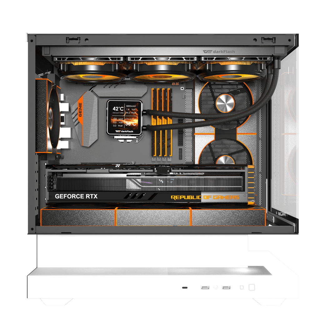 DARKFLASH FLOATRON F1 M-ATX PC Case - White (WITH 6 ARGB FAN) | علبة كمبيوتر DARKFLASH FLOATRON F1 M-ATX - بيضاء (مع 6 مراوح ARGB)