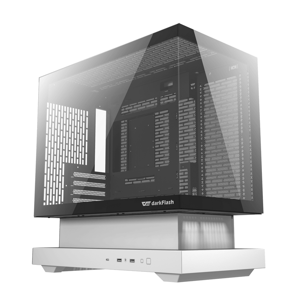 DARKFLASH FLOATRON F1 M-ATX PC Case - White (WITH 6 ARGB FAN) | علبة كمبيوتر DARKFLASH FLOATRON F1 M-ATX - بيضاء (مع 6 مراوح ARGB)