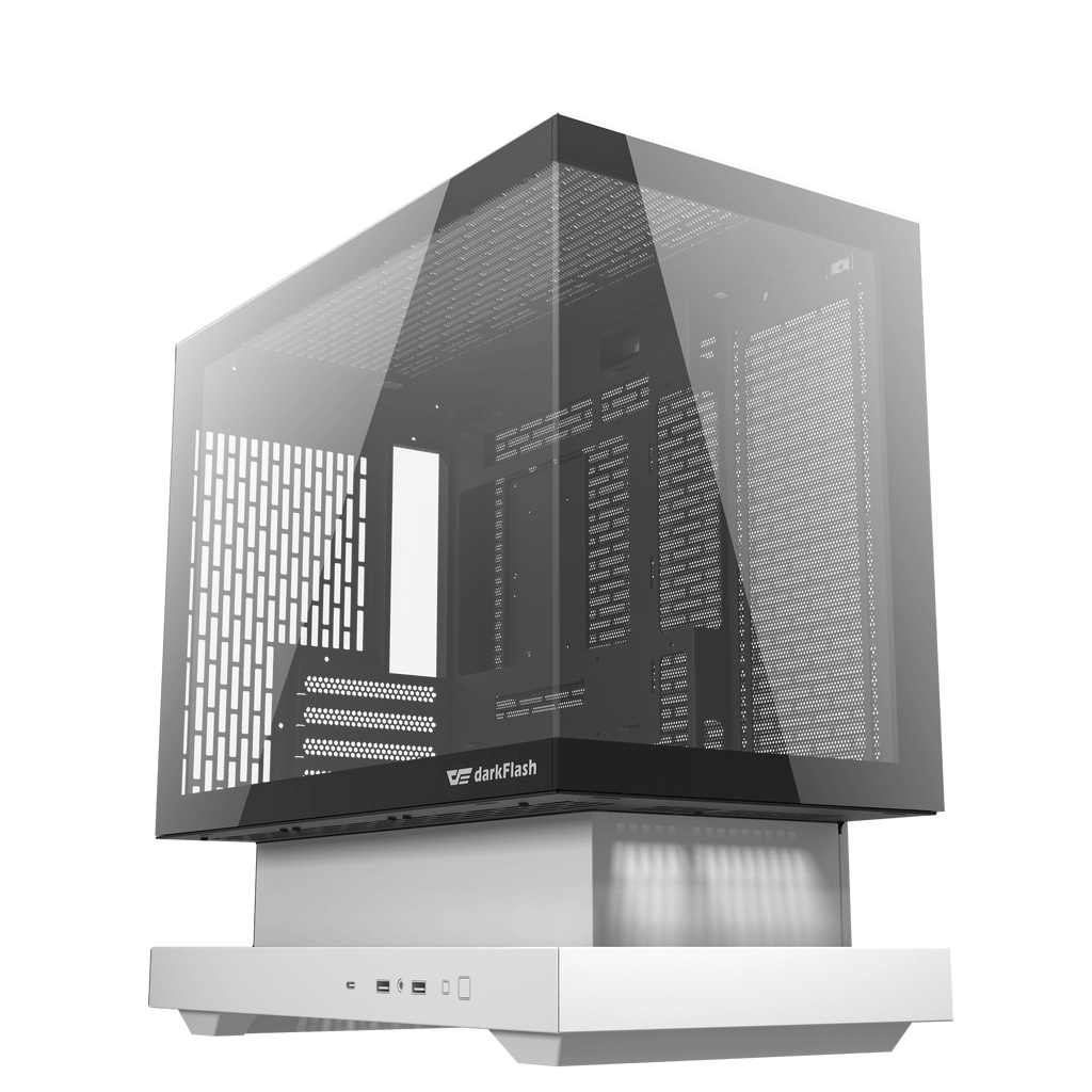 DARKFLASH FLOATRON F1 M-ATX PC Case - White (WITH 6 ARGB FAN) | علبة كمبيوتر DARKFLASH FLOATRON F1 M-ATX - بيضاء (مع 6 مراوح ARGB)