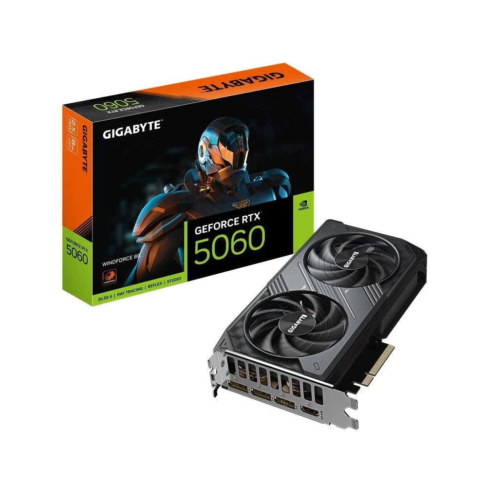 GIGABYTE GeForce RTX 5060 WINDFORCE 8GB GDDR7 Graphics Card – Compact, High-Performance Gaming / بطاقة رسومات GIGABYTE GeForce RTX 5060 WINDFORCE بسعة 8 جيجابايت GDDR7 - صغيرة الحجم وعالية الأداء للألعاب
