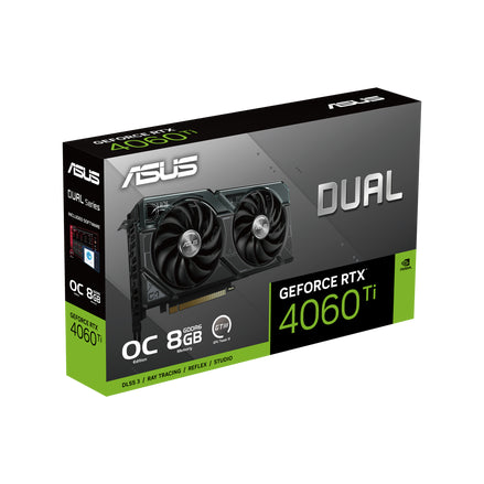 ASUS Dual GeForce RTX 4060 Ti OC Edition 8GB GDDR6 (PCIe 4.0, 8GB GDDR6, DLSS 3, HDMI 2.1, DisplayPort 1.4a, Axial-tech fan design, 0dB technology) DUAL-RTX4060TI-O8G-EVO