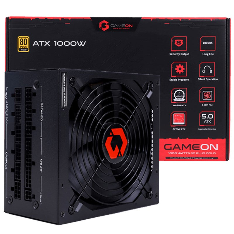 GAMEON - SPY2 ATX 1000 WATTS 80 PLUS Gold Value Gaming Power Supply - Black/ GAMEON - SPY2 ATX 1000 WATTS 80 PLUS Gold Value مزود طاقة للألعاب - أسود