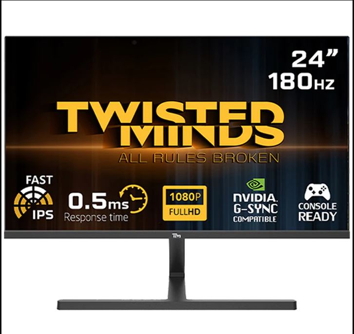 شاشة ألعاب Twisted Minds Blaze مقاس 24 بوصة FHD - 180HZ 0.5 MS Fast IPS HDMI 2.1 للألعاب / Twisted Minds Blaze Series Flat 24