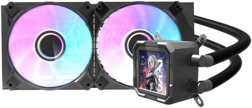 DarkFlash DV240S LED Liquid Cooling -  BLACK (PHOTO & VIDEO DISPLAY WITH TEMPERATURE/نظام تبريد سائل LED من دارك فلاش DV240S - أسود (شاشة عرض للصور والفيديو مع عرض درجة الحرارة)