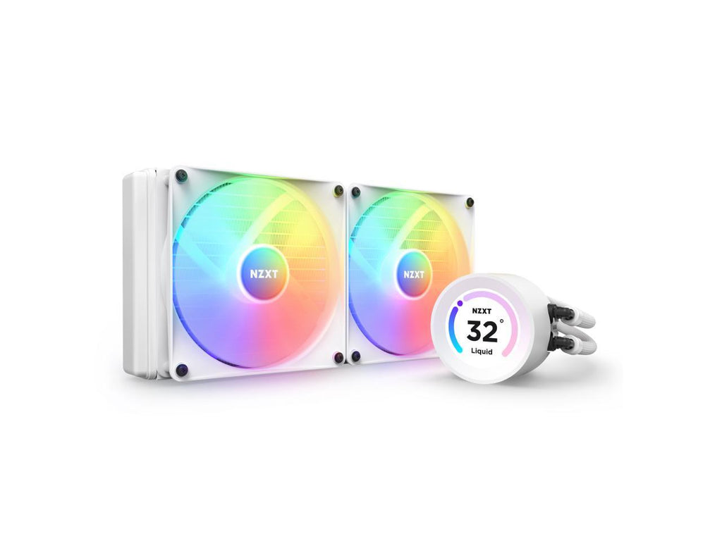 NZXT Kraken Elite RGB 280mm - RL-KR28E-W1 – RGB AIO CPU Liquid Cooler – Customizable LCD Display - 2 x F140RGB Core Fans Radiator Fans White LGA 1700 / AM5 Compatible