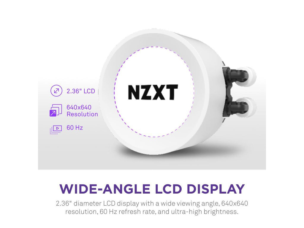 NZXT Kraken Elite RGB 280mm - RL-KR28E-W1 – RGB AIO CPU Liquid Cooler – Customizable LCD Display - 2 x F140RGB Core Fans Radiator Fans White LGA 1700 / AM5 Compatible