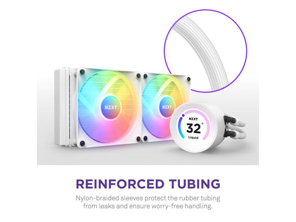 NZXT Kraken Elite RGB 280mm - RL-KR28E-W1 – RGB AIO CPU Liquid Cooler – Customizable LCD Display - 2 x F140RGB Core Fans Radiator Fans White LGA 1700 / AM5 Compatible