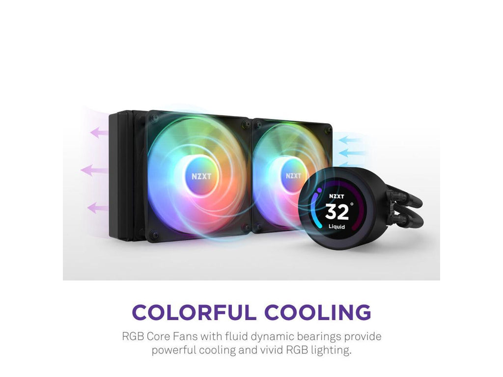 NZXT Kraken Elite RGB 280mm - RL-KR28E-B1 – RGB AIO CPU Liquid Cooler – Customizable LCD Display - 2 x F140RGB Core Fans Radiator Fans Black LGA 1700 / AM5 Compatible