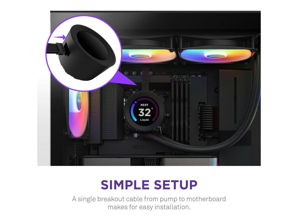 NZXT Kraken Elite RGB 280mm - RL-KR28E-B1 – RGB AIO CPU Liquid Cooler – Customizable LCD Display - 2 x F140RGB Core Fans Radiator Fans Black LGA 1700 / AM5 Compatible