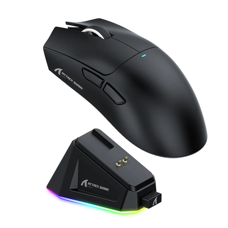 ATTACK SHARK X11 Wireless Gaming Mouse with Charging Doc Black | ماوس الألعاب اللاسلكي ATTACK SHARK X11 مع وثيقة الشحن باللون الأسود