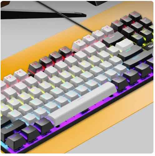 SKYLION K87 Wired Mechanical Keyboard - Colorful Lighting, Gaming & Office Keyboard White and black