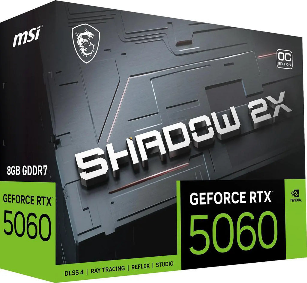 MSI SHADOW GeForce RTX 5060 8GB GDDR7 PCI Express 5.0 x 16 (use x8) Graphics Card RTX 5060 8G SHADOW 2X OC | بطاقة رسومات MSI SHADOW GeForce RTX 5060 سعة 8 جيجابايت GDDR7