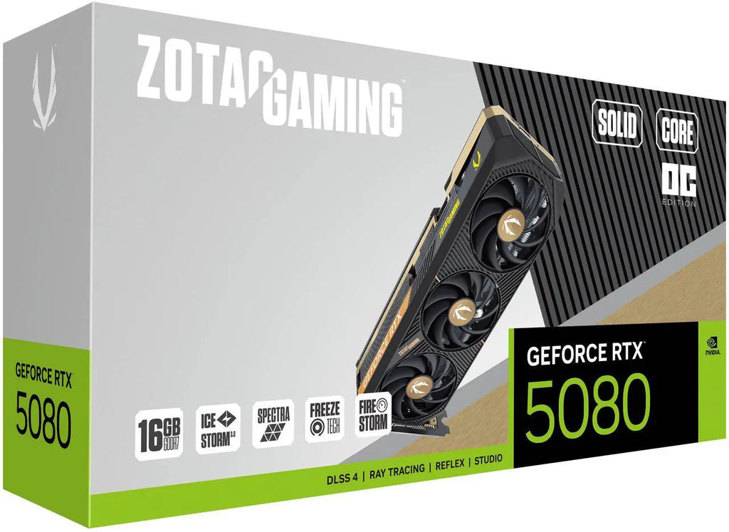 ZOTAC GAMING GeForce RTX 5080 SOLID CORE | بطاقة الرسومات ZOTAC GAMING GeForce RTX 5080 SOLID CORE