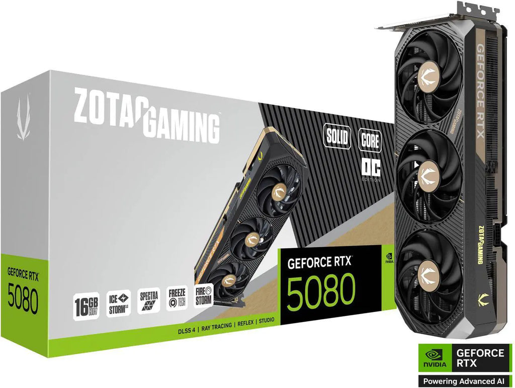 ZOTAC GAMING GeForce RTX 5080 SOLID CORE | بطاقة الرسومات ZOTAC GAMING GeForce RTX 5080 SOLID CORE