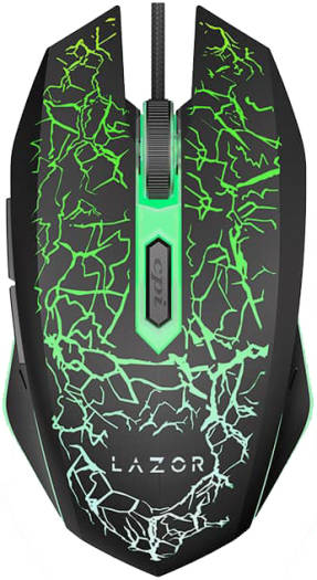 LAZOR TAP-X GM03C Professional Gaming Mouse with 4 Adjustable DPI Settings, 7-Color Changeable  /ماوس الألعاب الاحترافي LAZOR TAP-X GM03C مزود بأربعة إعدادات DPI قابلة للتعديل، وإضاءة خلفية قابلة للتغيير بسبعة ألوان، وسلك USB، أسود، بطول 1.5 متر.