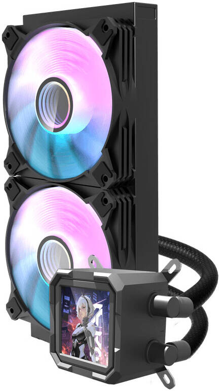 DarkFlash DV240S LED Liquid Cooling -  BLACK (PHOTO & VIDEO DISPLAY WITH TEMPERATURE/نظام تبريد سائل LED من دارك فلاش DV240S - أسود (شاشة عرض للصور والفيديو مع عرض درجة الحرارة)