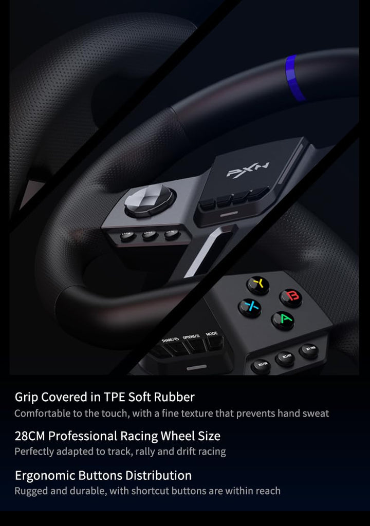 PXN V9 Gen2 gaming Racing Wheel With magnetic Pedals and Shifter 270/900° Dual-Vibration Driver free / عجلة سباق PXN V9 Gen2 للألعاب مع دواسات مغناطيسية ومغير سرعة 270/900 درجة بدون سائق مع اهتزاز مزدوج