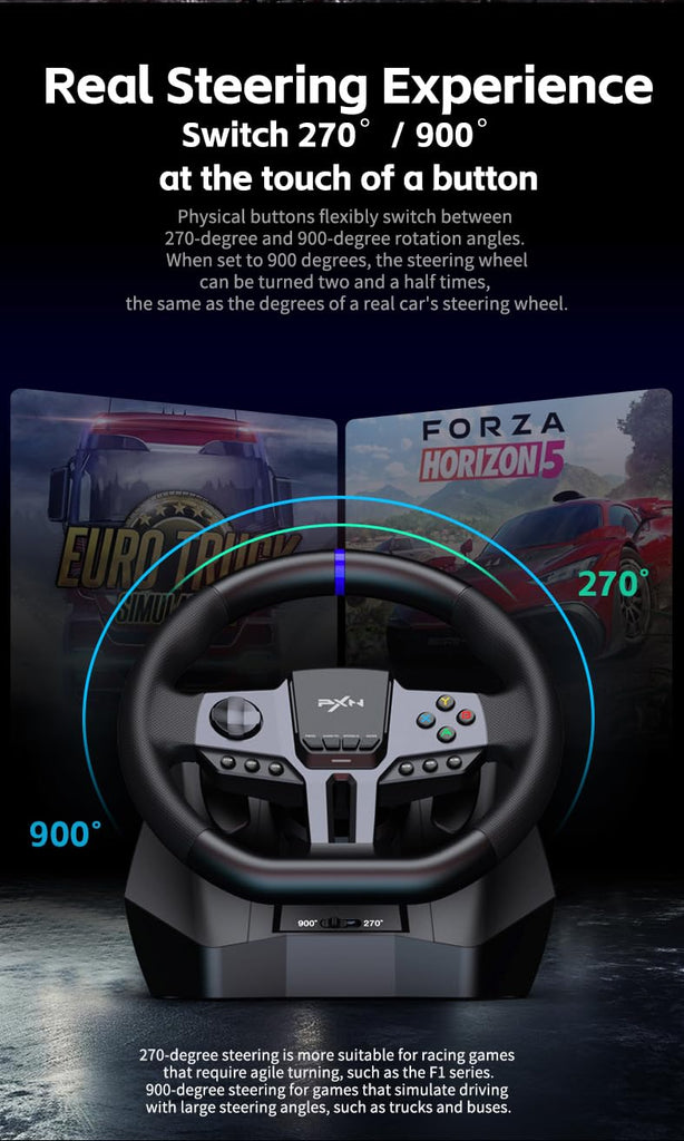 PXN V9 Gen2 gaming Racing Wheel With magnetic Pedals and Shifter 270/900° Dual-Vibration Driver free / عجلة سباق PXN V9 Gen2 للألعاب مع دواسات مغناطيسية ومغير سرعة 270/900 درجة بدون سائق مع اهتزاز مزدوج