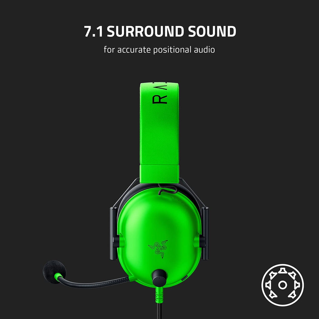 Razer BlackShark V2 X Gaming Headset: 7.1 Surround Sound - 50mm Drivers - Memory Foam Cushion - for PC, PS4, PS5, Switch, Xbox One, Xbox Series X|S, Mobile - 3.5mm Audio Jack – Green