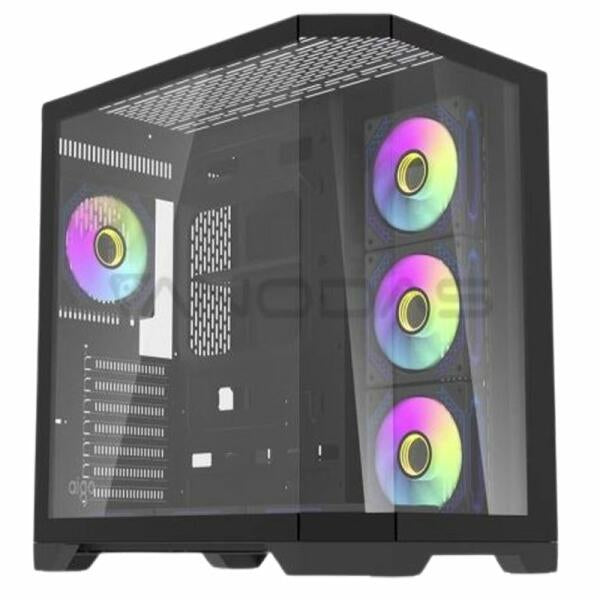 DarkFlash Aigo FT418 Pro Mid Tower Case  - Black (with 7 ARGB Fans) | علبة DarkFlash Aigo FT418 Pro متوسطة الحجم - سوداء (مع 7 مراوح ARGB)