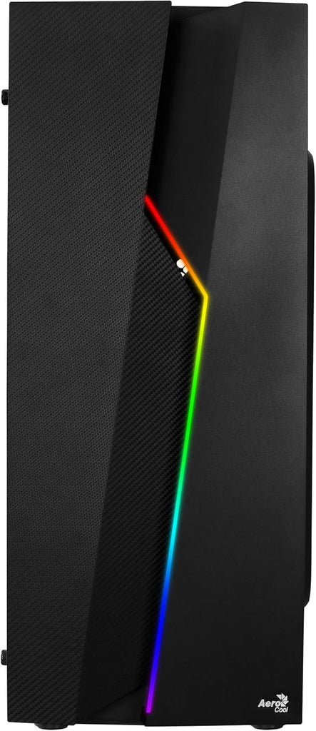 Aerocool Bolt Mid-Tower RGB PC Gaming Case, ATX, Full Acrylic Side Panel, RGB LED Strip Included, 13 Lighting Modes, 1 x 120mm Black Fan Included