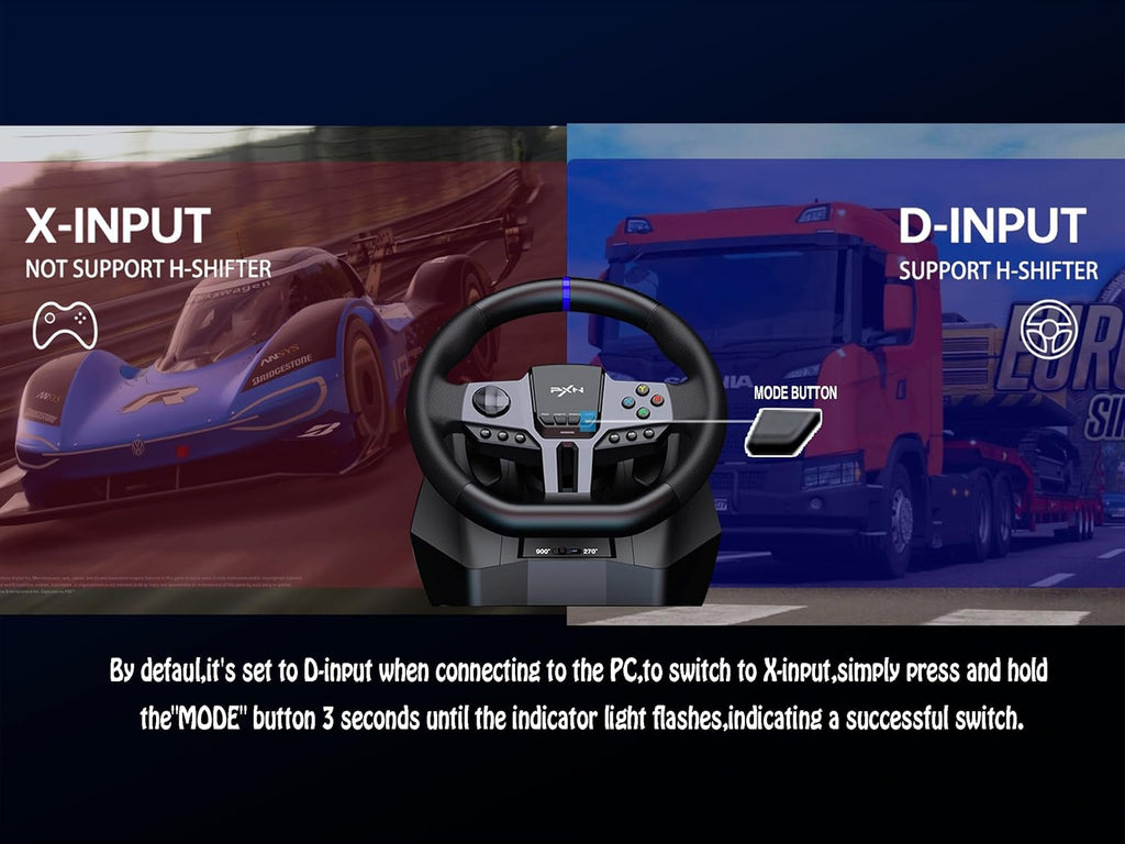PXN V9 Gen2 gaming Racing Wheel With magnetic Pedals and Shifter 270/900° Dual-Vibration Driver free / عجلة سباق PXN V9 Gen2 للألعاب مع دواسات مغناطيسية ومغير سرعة 270/900 درجة بدون سائق مع اهتزاز مزدوج