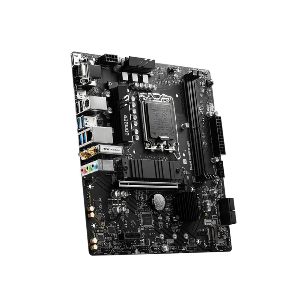 MSI B760M Bomber WiFi Motherboard, Micro-ATX - Supports Intel 12th & 13th Gen Core Processors, LGA 1700 - DDR5 Memory Boost 6400MHz/MAX, PCIe 4.0 x16 Slot, M.2 Gen4 Slot