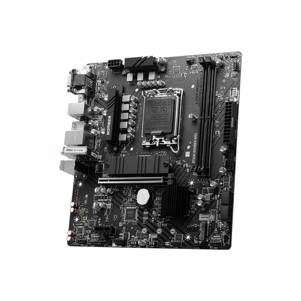 MSI B760M Bomber WiFi Motherboard, Micro-ATX - Supports Intel 12th & 13th Gen Core Processors, LGA 1700 - DDR5 Memory Boost 6400MHz/MAX, PCIe 4.0 x16 Slot, M.2 Gen4 Slot