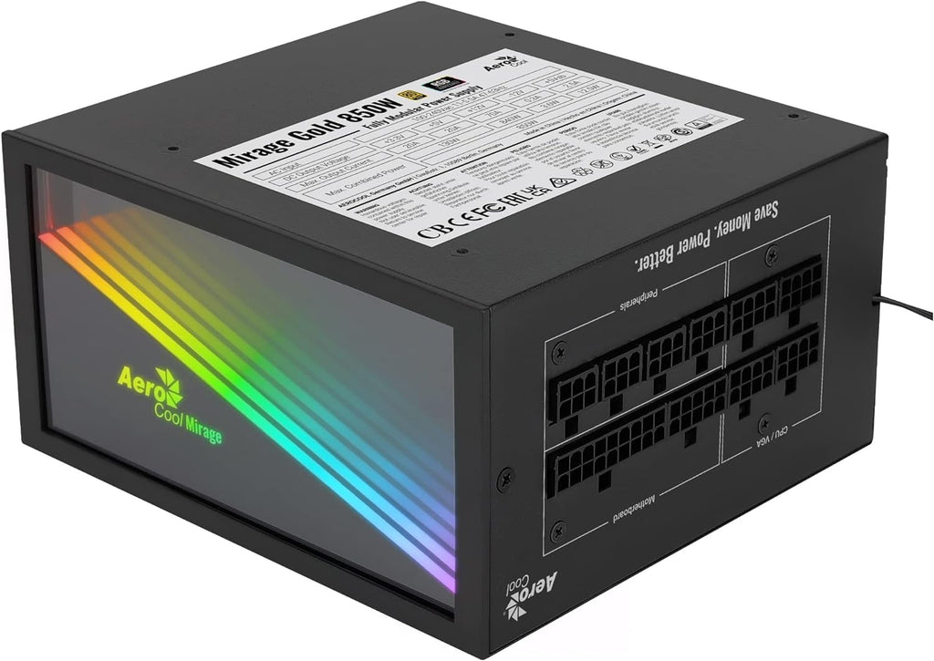 Aerocool MIRAGEGOLD 850W RGB 80 Plus Gold Modular PC Power Supply