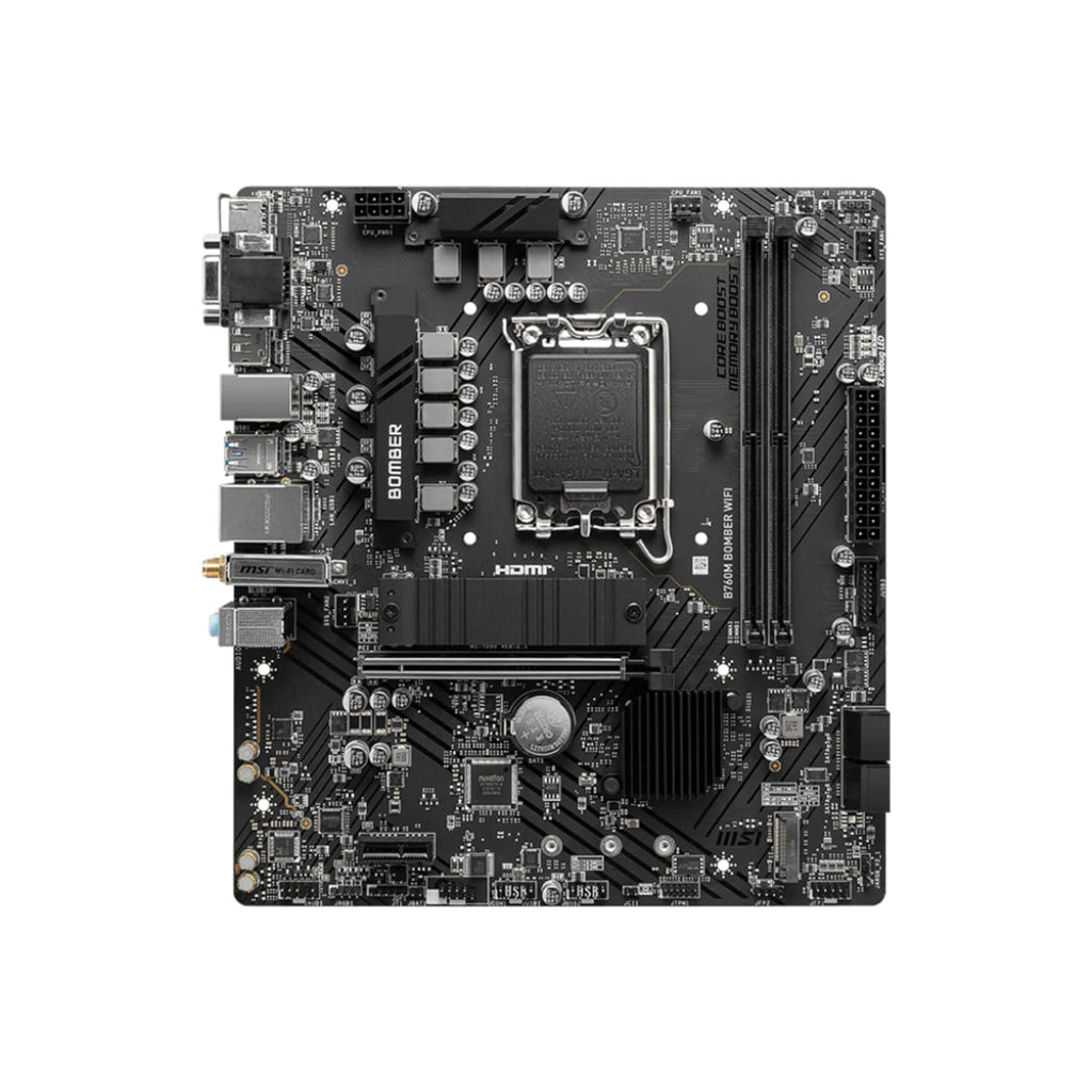 MSI B760M Bomber WiFi Motherboard, Micro-ATX - Supports Intel 12th & 13th Gen Core Processors, LGA 1700 - DDR5 Memory Boost 6400MHz/MAX, PCIe 4.0 x16 Slot, M.2 Gen4 Slot