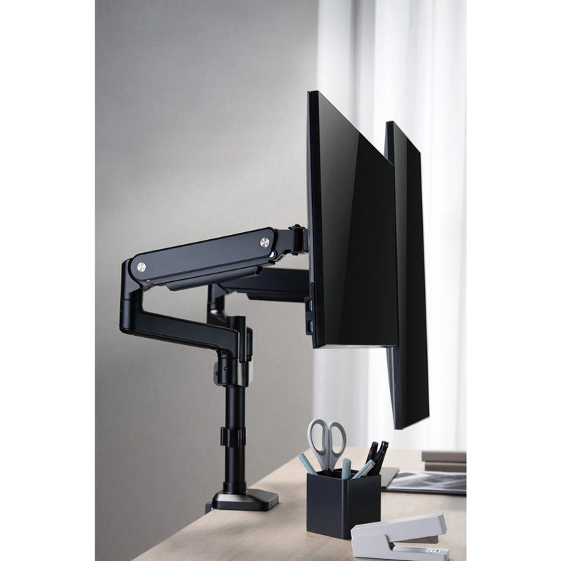 GAMEON GO-2045 Pole-Mounted Gas Spring Dual Monitor Arm, Stand And Mount For Gaming And Office Use, 17