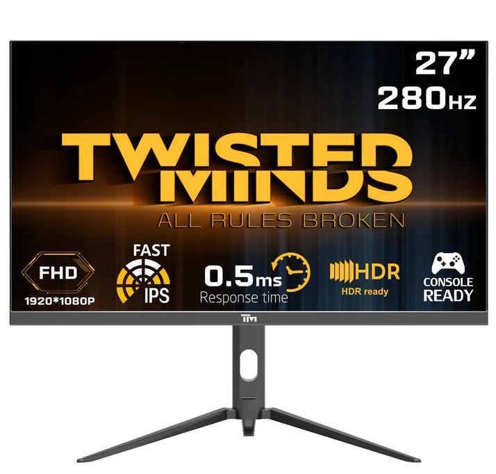 شاشة Twisted Minds Supreme Series مسطحة 27 بوصة FHD - 280HZ 0.5MS Fast IPS HDMI 2.1 للألعاب / Twisted Minds Supreme Series Flat 27
