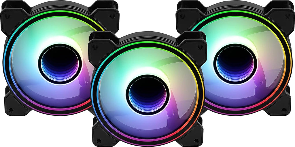 Aerocool Mirage PC Case Fan – 12 Pro, 3 x ARGB Translucent Fans 120mm, 1 x H66F RGB Hub, Infinity Mirror Design, Includes 6-pin Connector, Remote Control, Curved Blades and Anti-Vibration Pads, Black