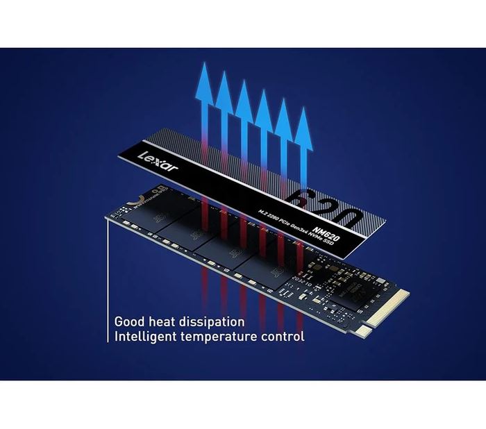 ليكسر NM620 512GB M.2 2280 PCIe Gen3x4 NVMe SSD داخلي / Lexar NM620 512GB M.2 2280 PCIe Gen3x4 NVMe Internal SSD