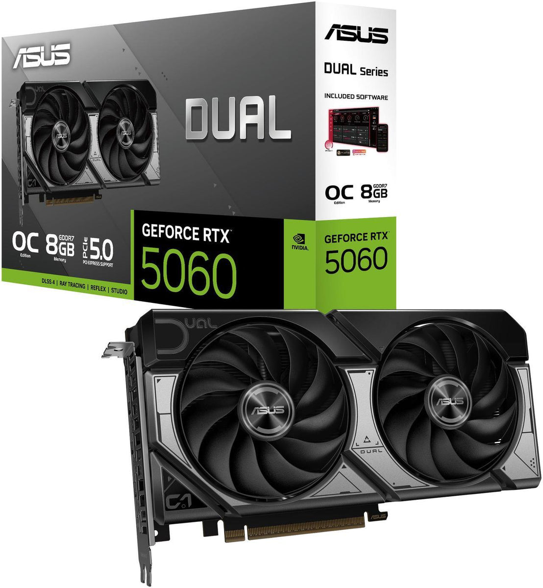 Faf Graphics ASUS Dual GeForce RTX 5060 8GB GDDR7 PCI Express 5.0 x8 ATX Graphics C ...