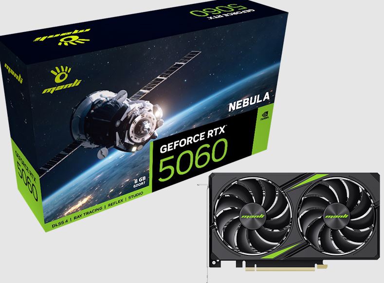 Manli Nebula GeForce RTX 5060 8GB GDDR7 / بطاقة رسومات مانلي نيبولا جي فورس RTX 5060 سعة 8 جيجابايت GDDR7