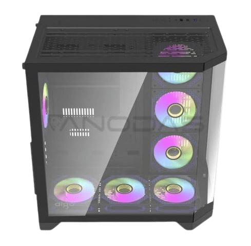 DarkFlash Aigo FT418 Pro Mid Tower Case  - Black (with 7 ARGB Fans) | علبة DarkFlash Aigo FT418 Pro متوسطة الحجم - سوداء (مع 7 مراوح ARGB)