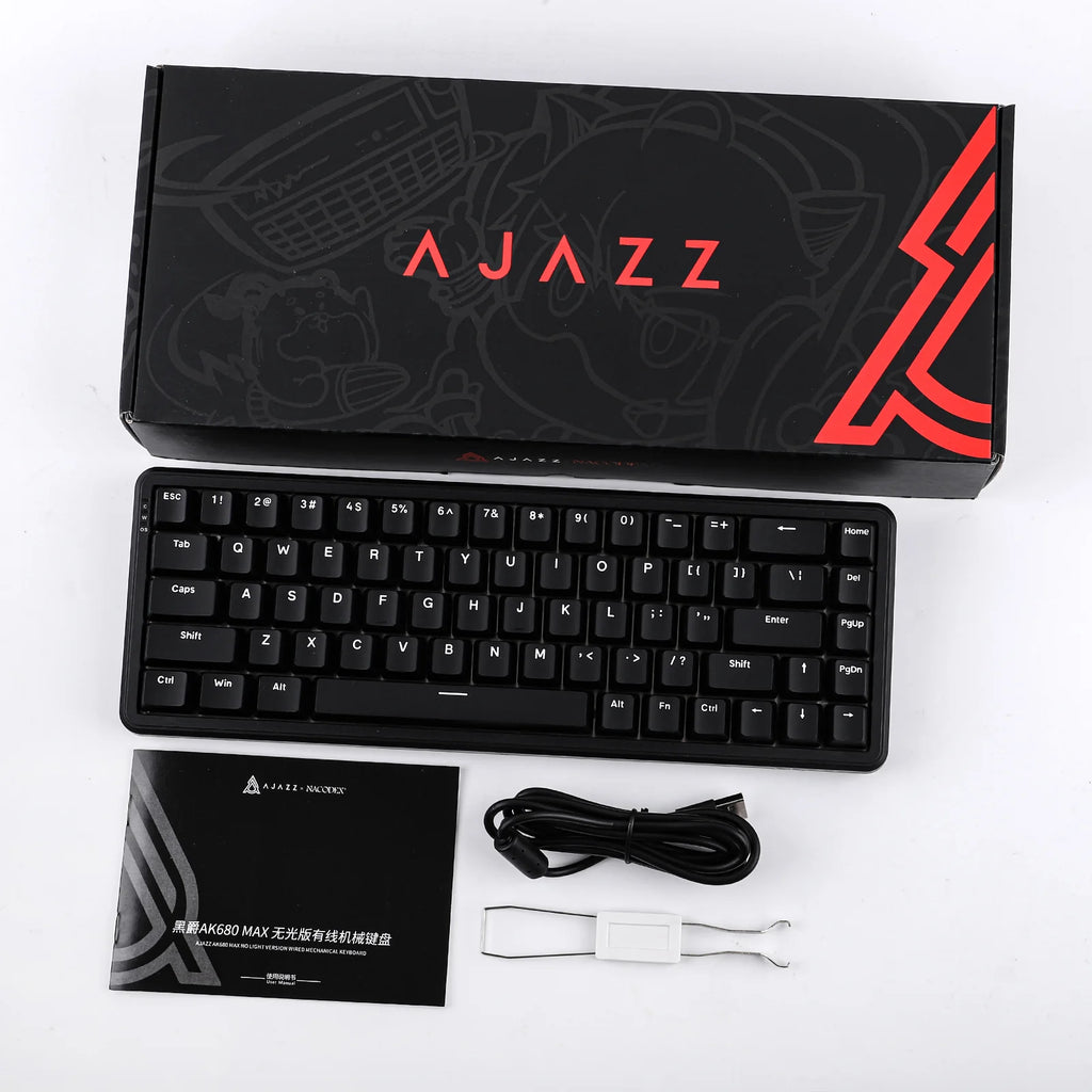 AJAZZ AK680 MAX 68% Top-mounted Mechanical Keyboard With Magnetic Switch Black | لوحة مفاتيح ميكانيكية مثبتة في الأعلى AJAZZ AK680 MAX 68% مع مفتاح مغناطيسي باللون الأسود |