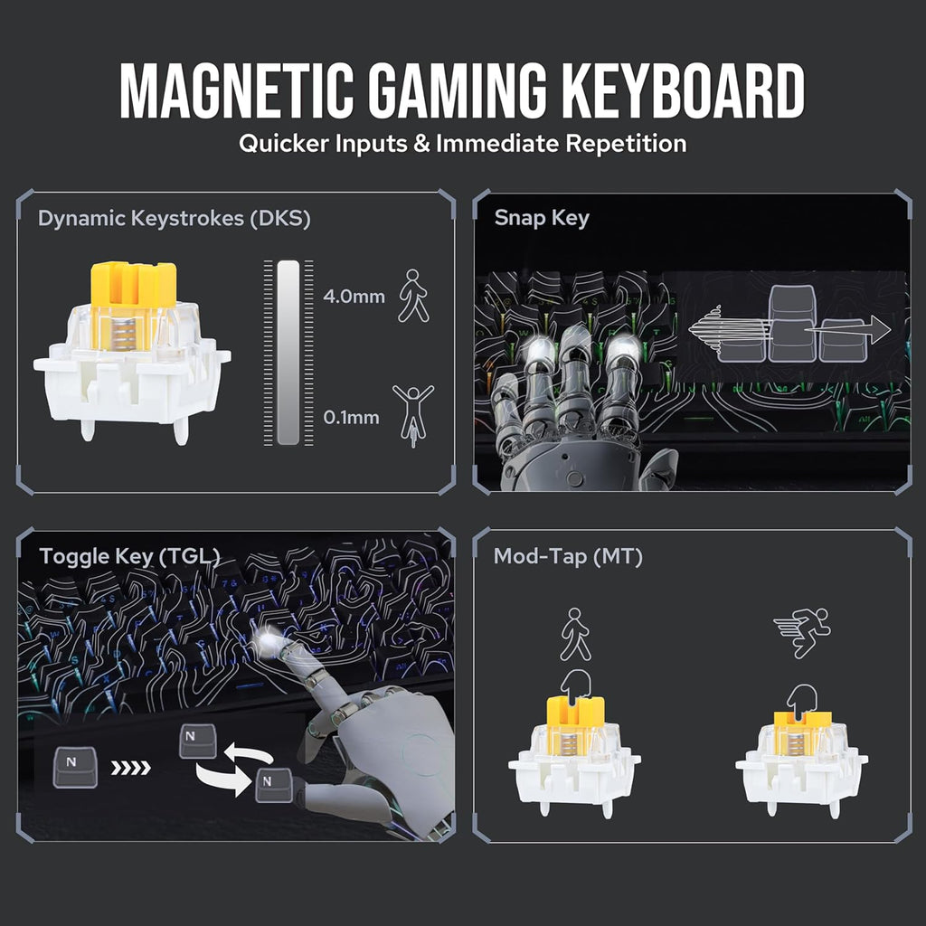 AJAZZ AK680 MAX 68% Top-mounted Mechanical Keyboard With Magnetic Switch Contour Black | لوحة مفاتيح ميكانيكية AJAZZ AK680 MAX 68% مثبتة في الأعلى مع مفتاح مغناطيسي، لون أسود