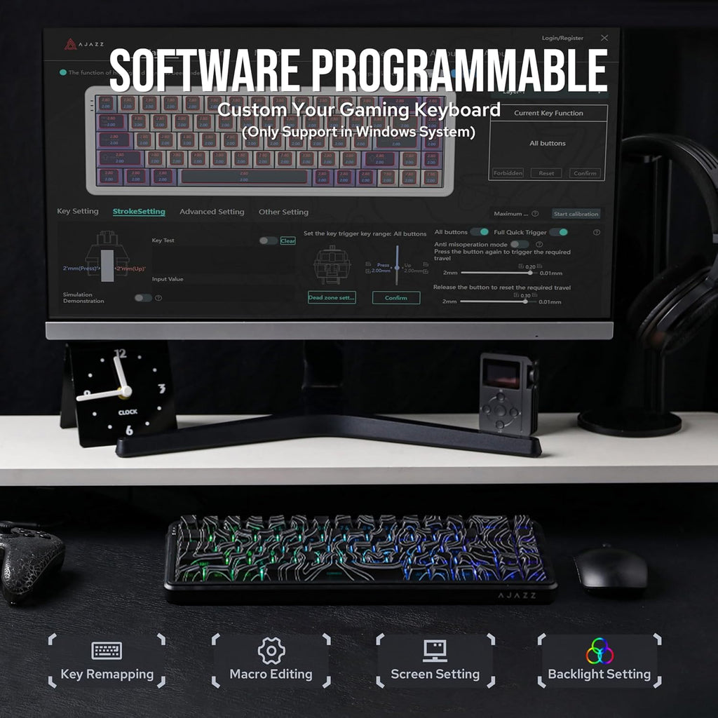 AJAZZ AK680 MAX 68% Top-mounted Mechanical Keyboard With Magnetic Switch Contour Black | لوحة مفاتيح ميكانيكية AJAZZ AK680 MAX 68% مثبتة في الأعلى مع مفتاح مغناطيسي، لون أسود