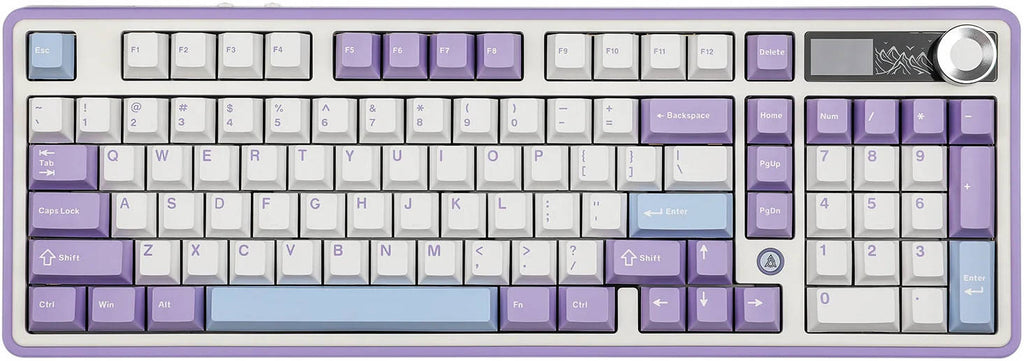 AJAZZ AK980 98% Gift Switch V2 -Purple-White-Blue Hot-Swappable Wired & Wireless Mechanical Keyboard with TFT Color Screen | لوحة مفاتيح ميكانيكية AJAZZ AK980 98% Gift Switch V2 - أرجواني-أبيض-أزرق قابلة للتبديل السريع سلكية ولاسلكية مع شاشة ملونة TFT |
