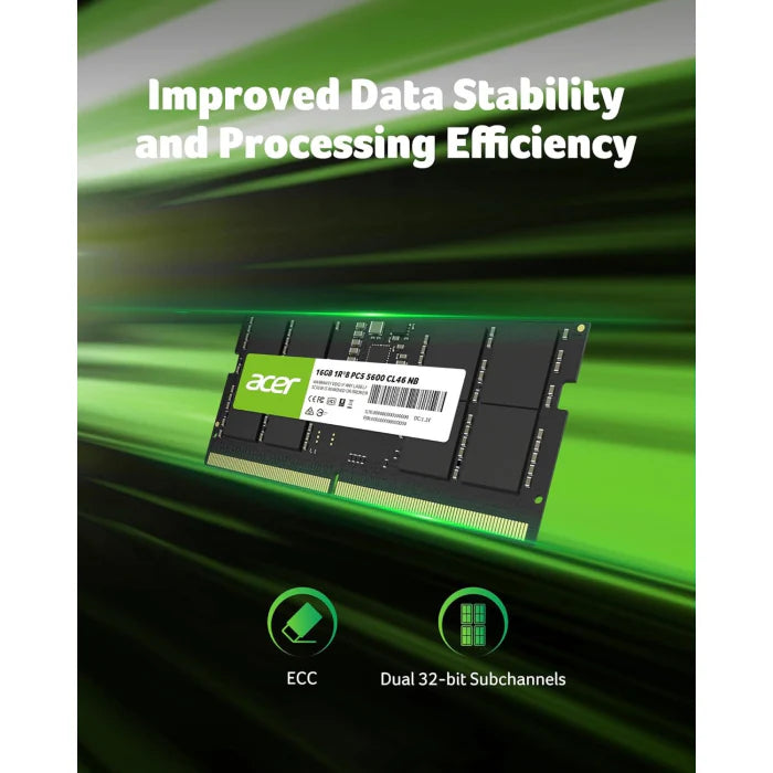Acer 16GB DDR5 5600MHz CL46 Laptop Memory | ذاكرة كمبيوتر محمول Acer CL46 DDR5 سعة 16 جيجابايت وتردد 5600 ميجاهرتز
